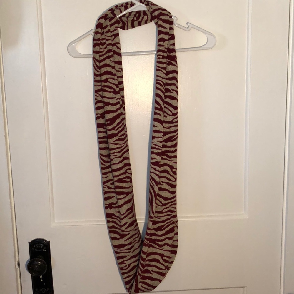 Maroon zebra infinity scarf